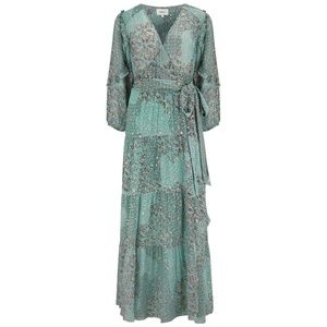 ba&sh Paris Women's Green Oriane Printed Wrap Maxi Dress Size M